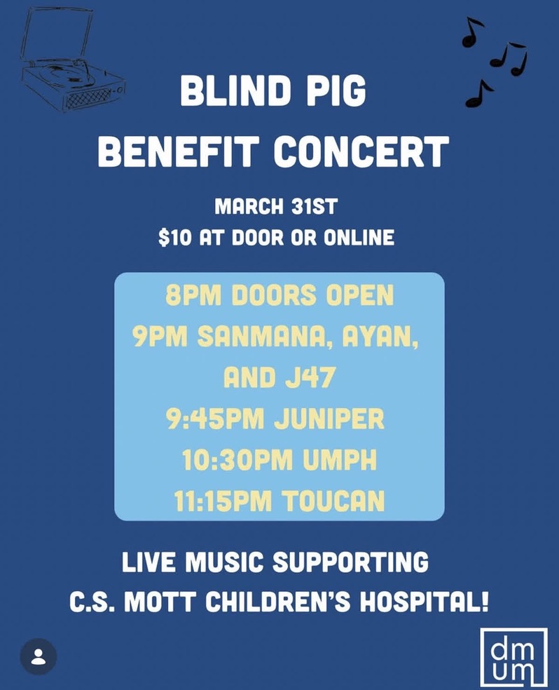 DMUM Blind Pig Benefit Concert poster